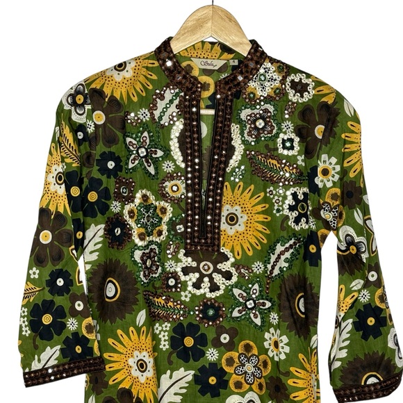 Sulu Floral Embellished Kaftan Tunic Coverup Dress 4 - Picture 4 of 12